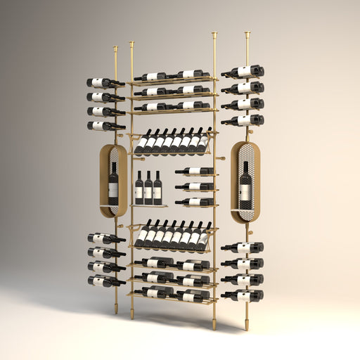 Fittings Sonoma wine wall, 83 bottles, with capsule display, gold finish