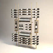 Fittings Sonoma wine wall, 83 bottles, with cellarette display, gold finish