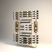 Fittings Sonoma wine wall, 98 bottles, with capsule display, gold finish