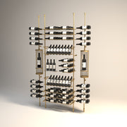 Fittings Sonoma wine wall, 98 bottles, with cellarette display, gold finish