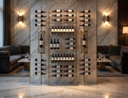 Fittings Sonoma metal wine wall shown in a room setting