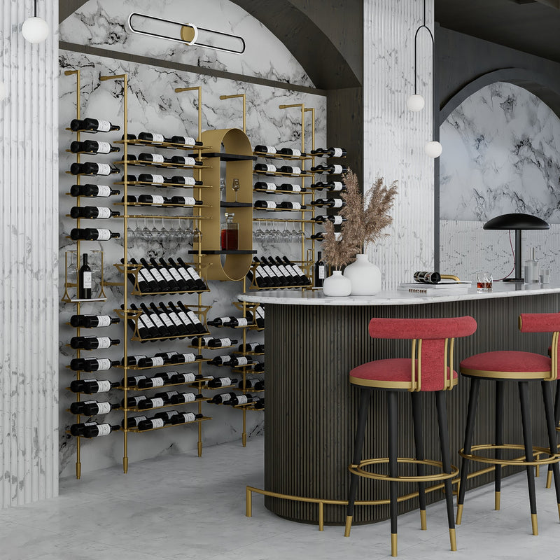 Fittings Tuscany metal wine wall shown in a room setting