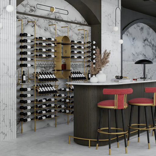 Fittings Tuscany metal wine wall shown in a room setting