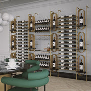 Fittings Umbria metal wine wall shown in a room setting