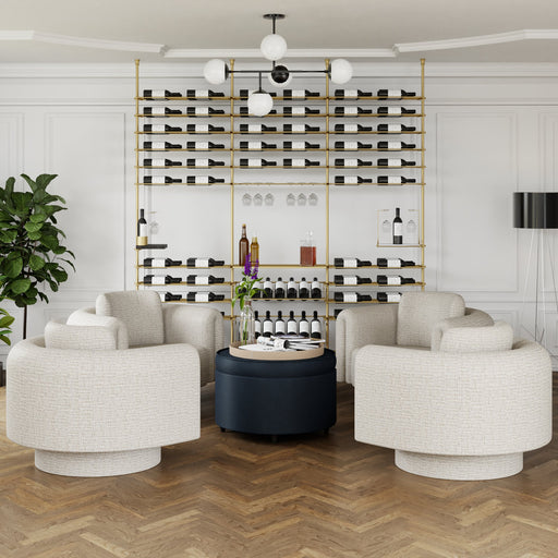 Fittings Venato metal wine wall shown in a room setting