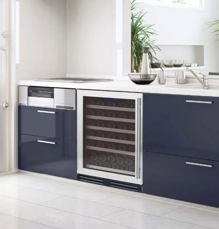 FlexCount Series 56 Bottle Single Zone Undercounter Wine Refrigerator with Stainless Steel Door - Right Hinge