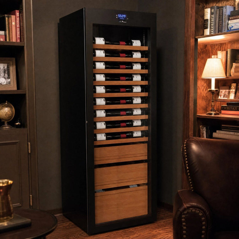 Luxury Connoisseur multi-zone wine cabinet in a study