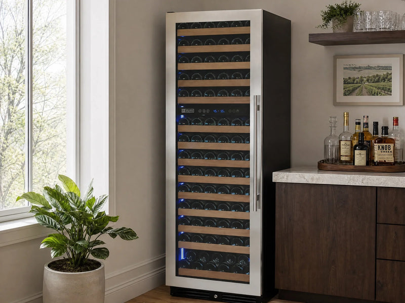 Reserva Series 154 Bottle dual zone wine refrigerator lifestyle view