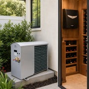 Wine Guardian SS018 ductless split fan coil mounted in a wine cellar