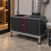 Illustration of a Wine Guardian ducted cooling unit on a platform with insulated ducts
