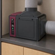 Illustration of a Wine Guardian DS025 split fan coil mounted on a shelf in an equipment room