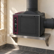 Illustration of a Wine Guardian DS088 split fan coil mounted on a shelf in an equipment room