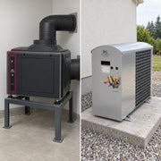 Illustration of the two parts of a Wine Guardian DS200 split system: the fan coil indoors and the condensing unit outdoors