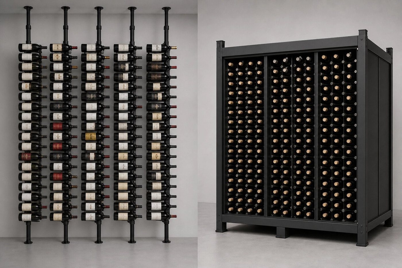 Bottle capacity comparison, label-forward display versus bulk storage